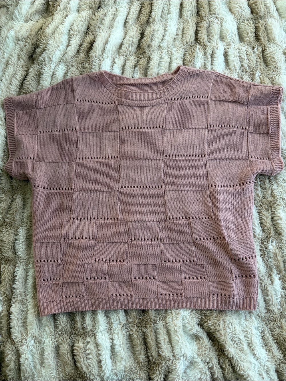 SHEIN Mauve Short-Sleeve Knit Sweater Top